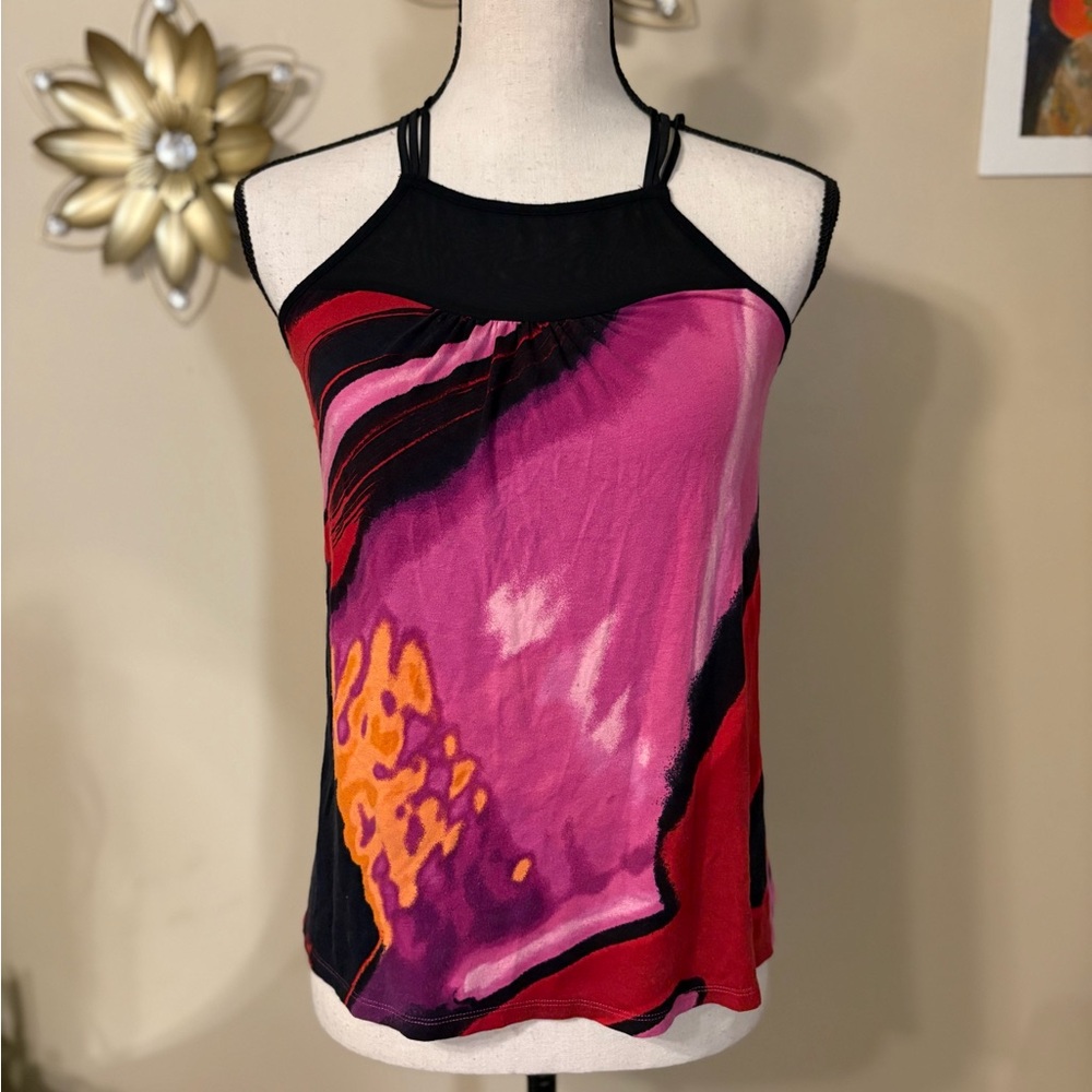 Express Pink and Black Strappy Abstract Tank Top - Picture 2 of 7